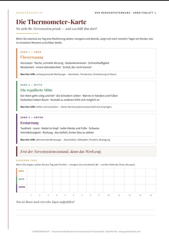 Arbeitsblatt 1: Die Thermometer-Karte — wo steht Ihr Nervensystem gerade, und was hilft ihm dort?